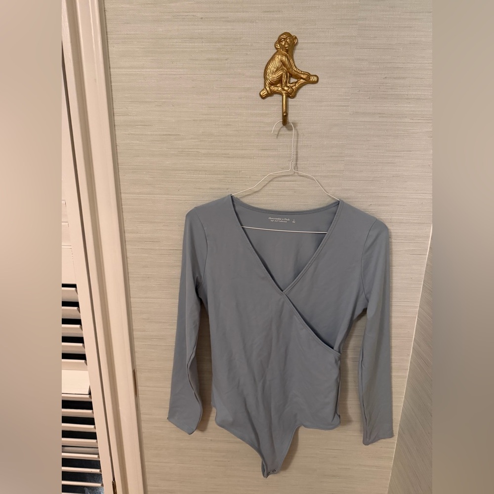 Abercrombie & Fitch soft blue v-neck bodysuit